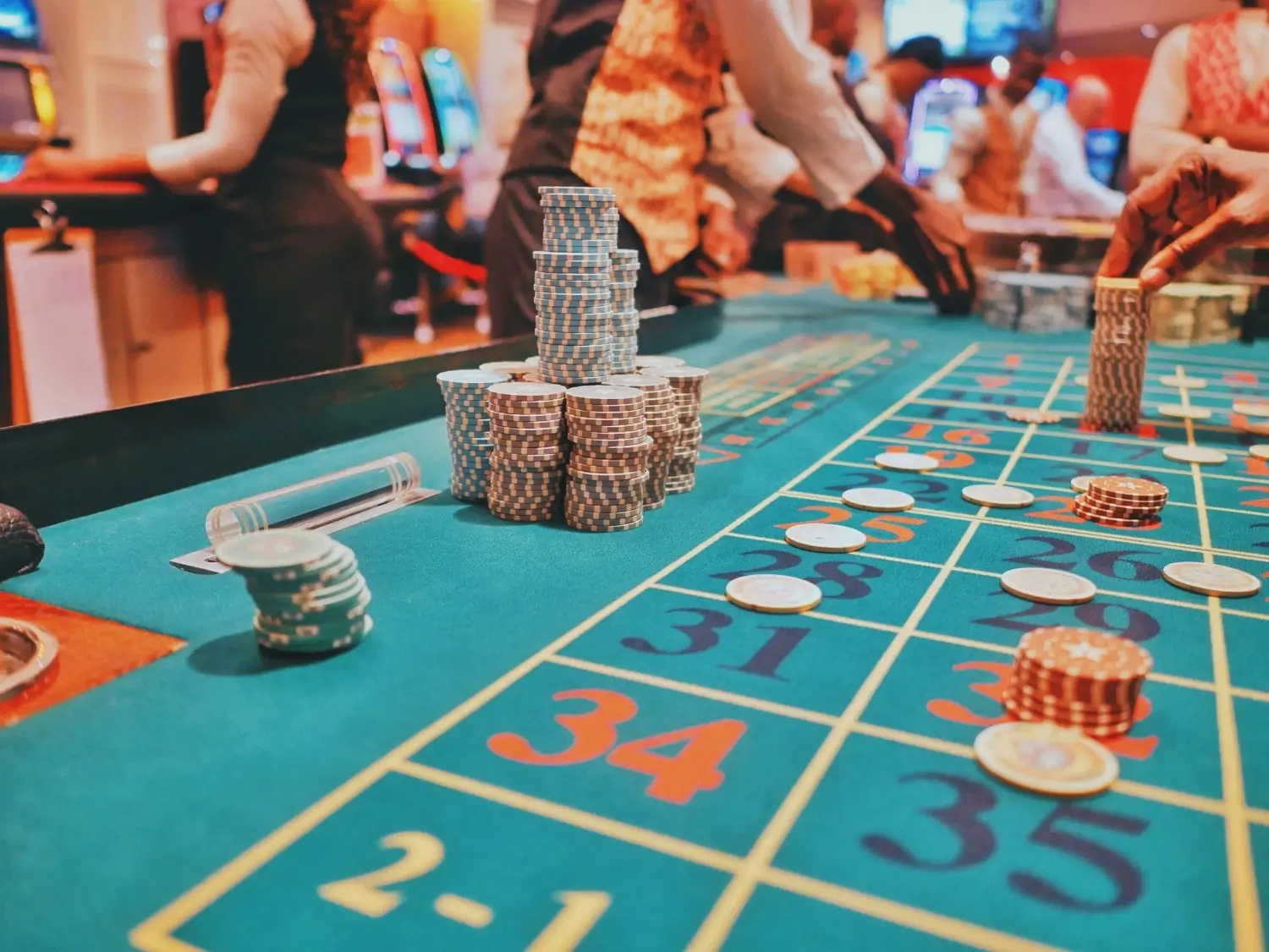 Casino table with chips